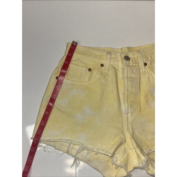 Levi’s 501 Denim Cutoff Shorts Sz 27 High Rise Button Fly Boho Yellow Fairycore - Picture 7 of 9